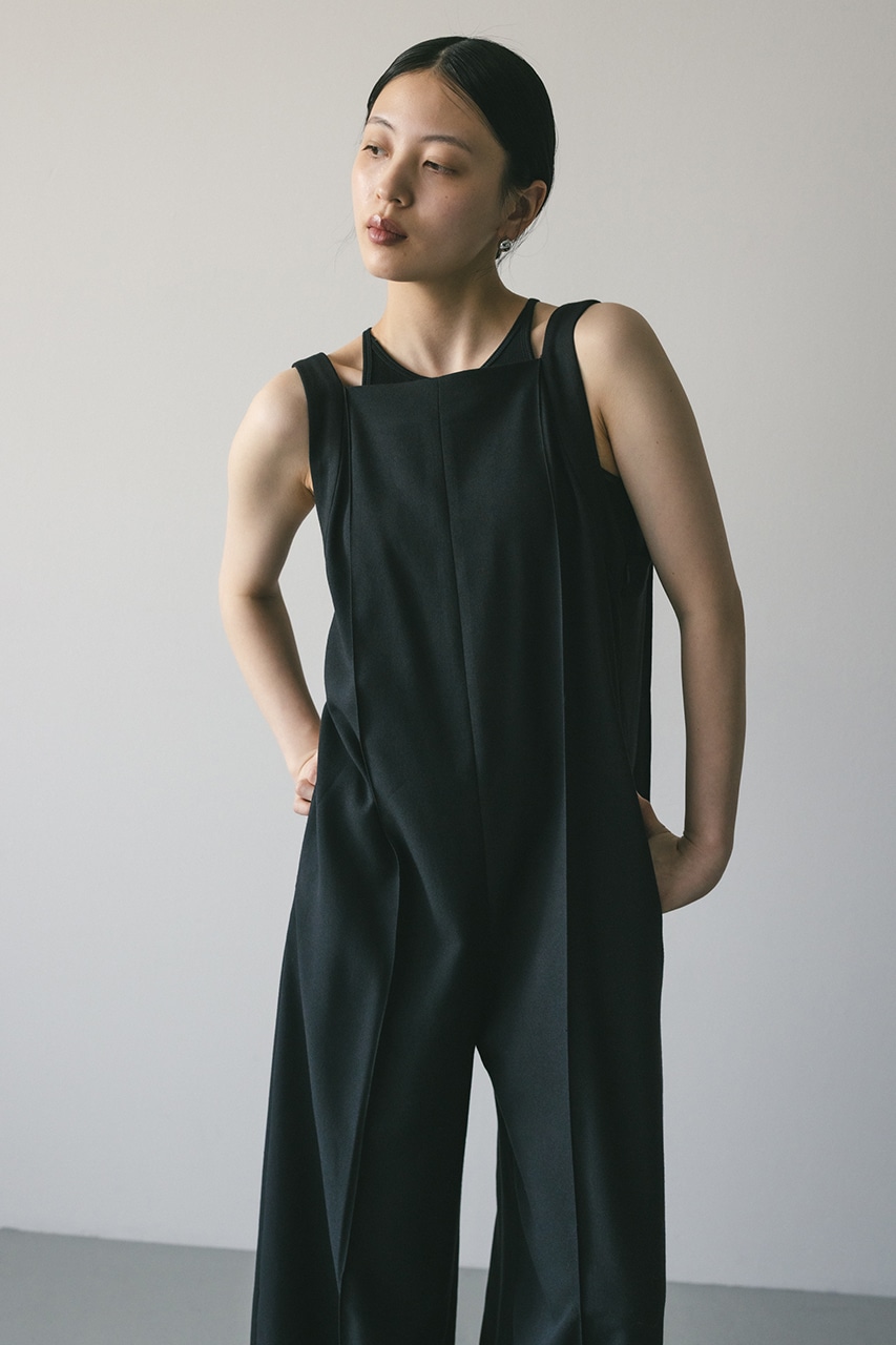 スクエアネックロンパース BLK S