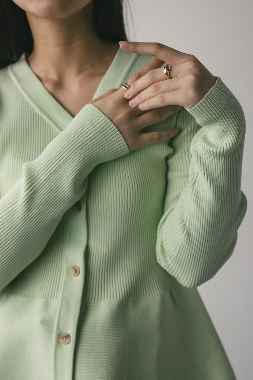 ペプラムフレアニットトップ L/GRN FREE