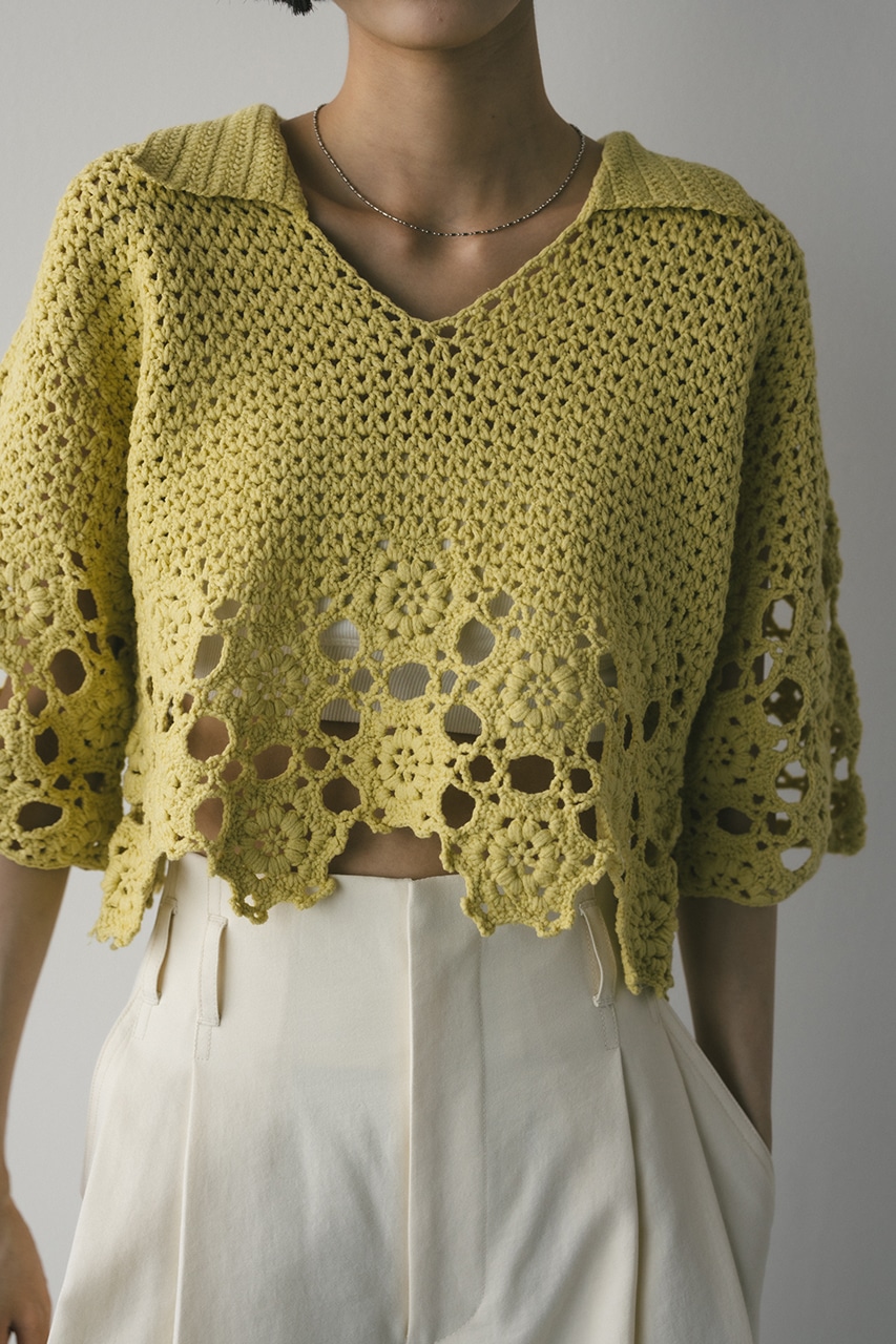 ハンドメイドクロシェニット LIME FREE