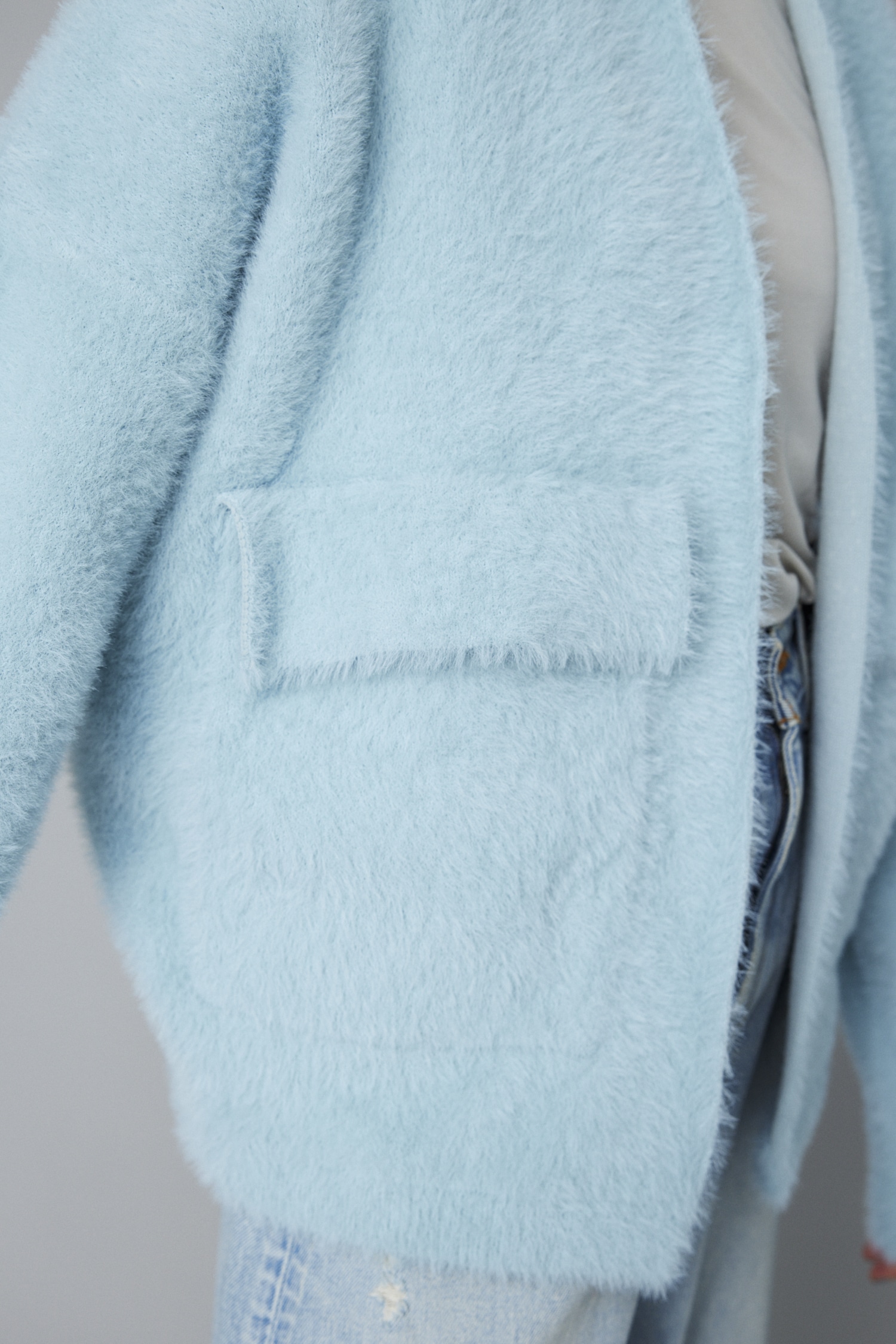 Shaggy cardigan L/BLU FREE