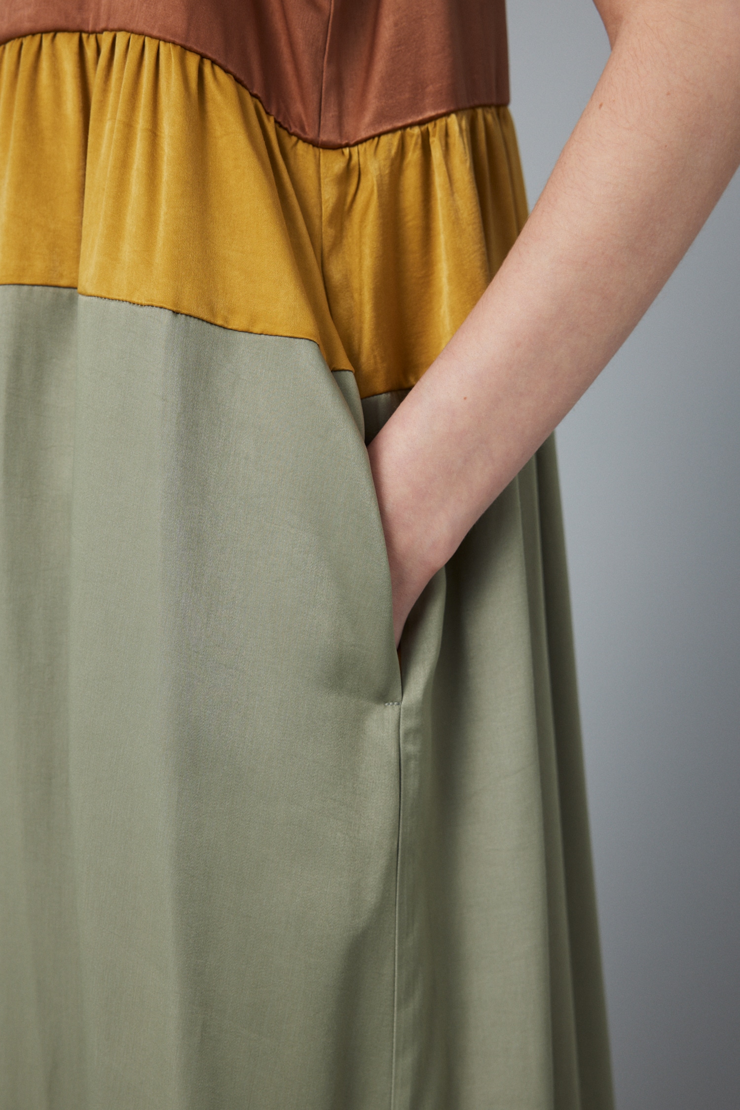 Color blocking dress 柄BRN FREE