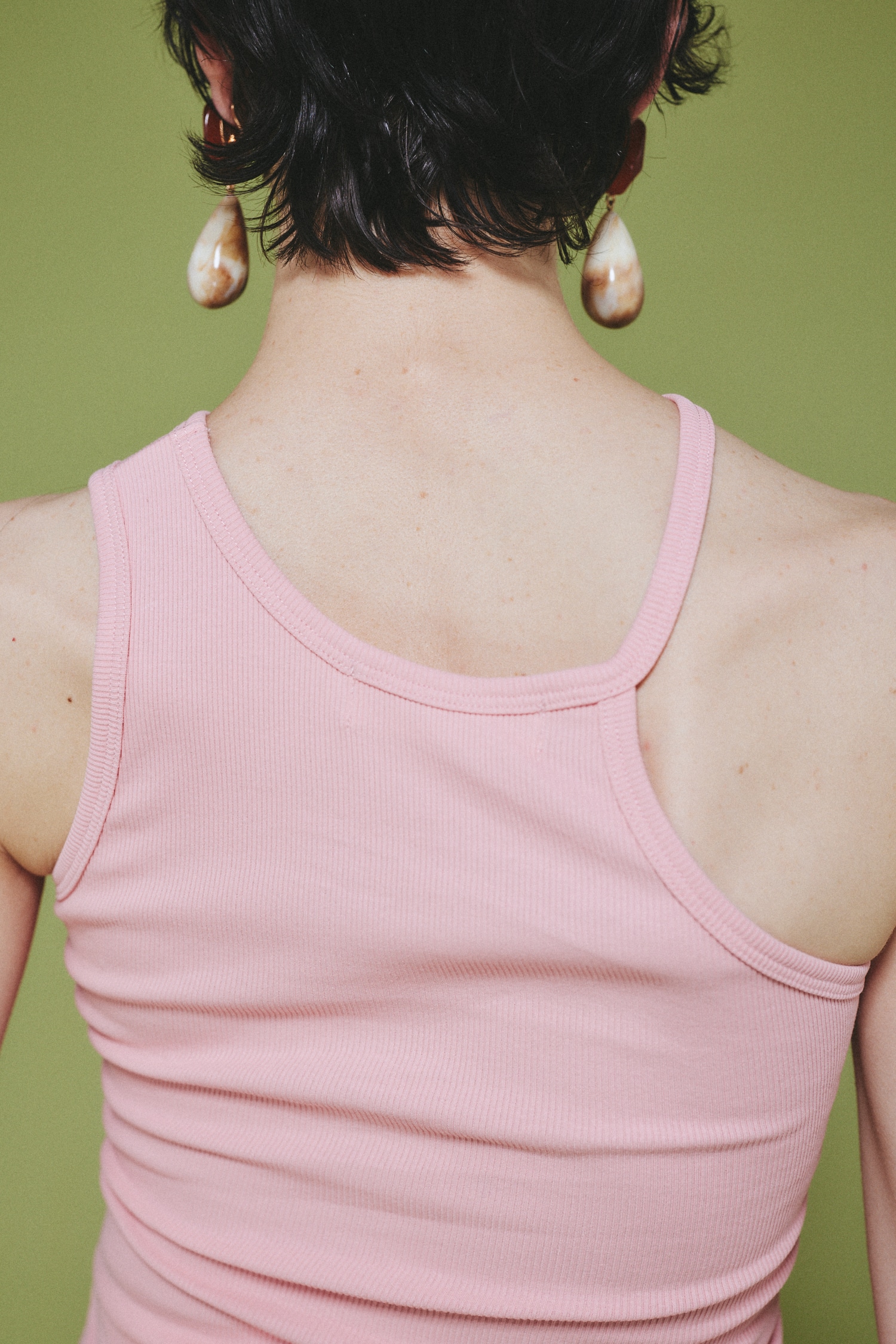 Asymmetry neck tank top L/PNK FREE