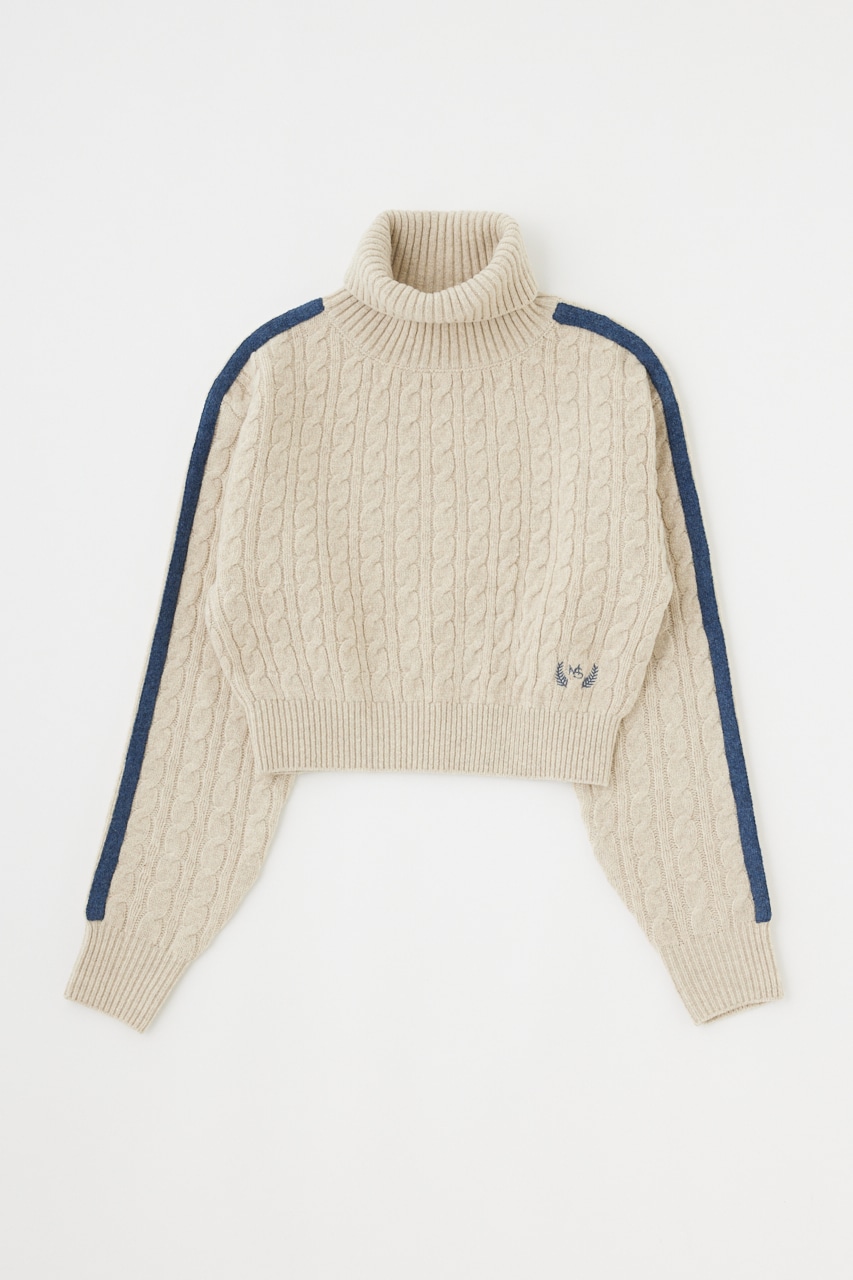 MOUSSY | LINE SLEEVE CABLE KNIT トップス (ニット ) |SHEL