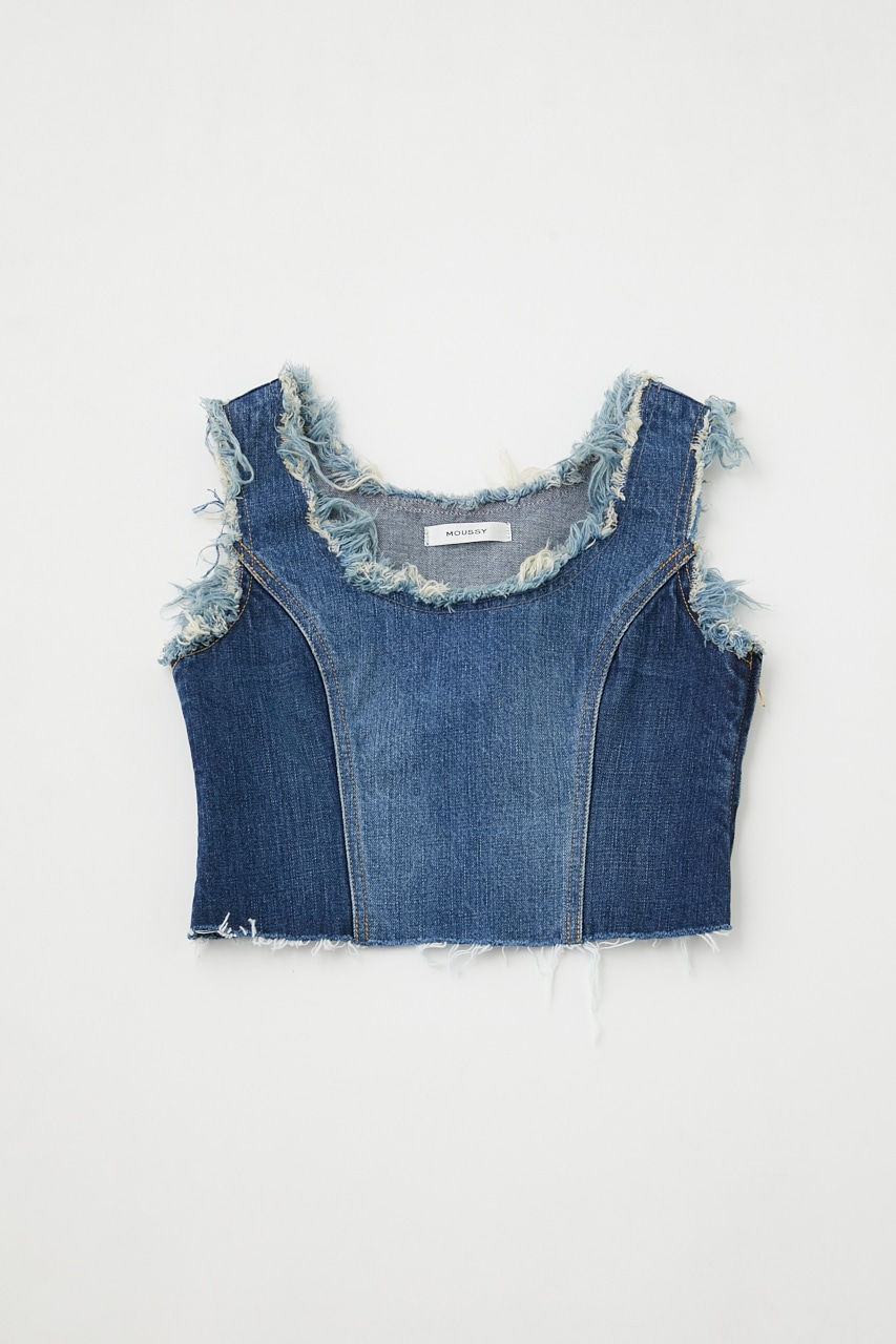 マウジー　PANEL DENIM SLEEVELESS トップス