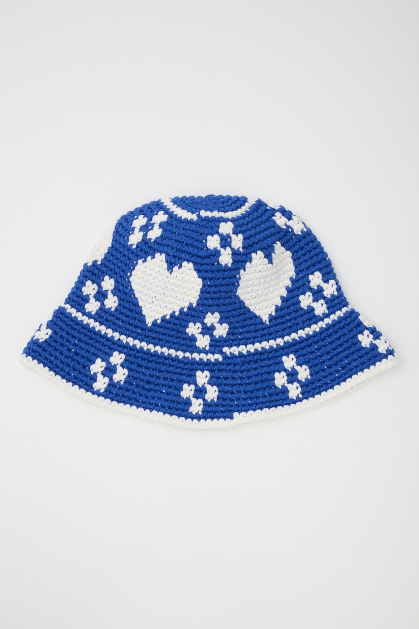 HEART KNIT BUCKET ハット BLU FREE