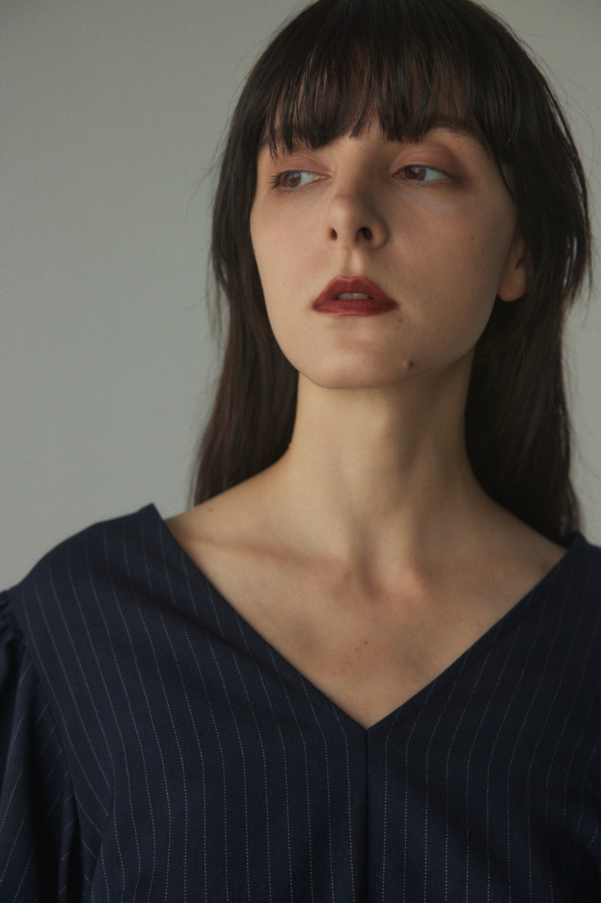 2way volume sleeve tops 柄NVY 2