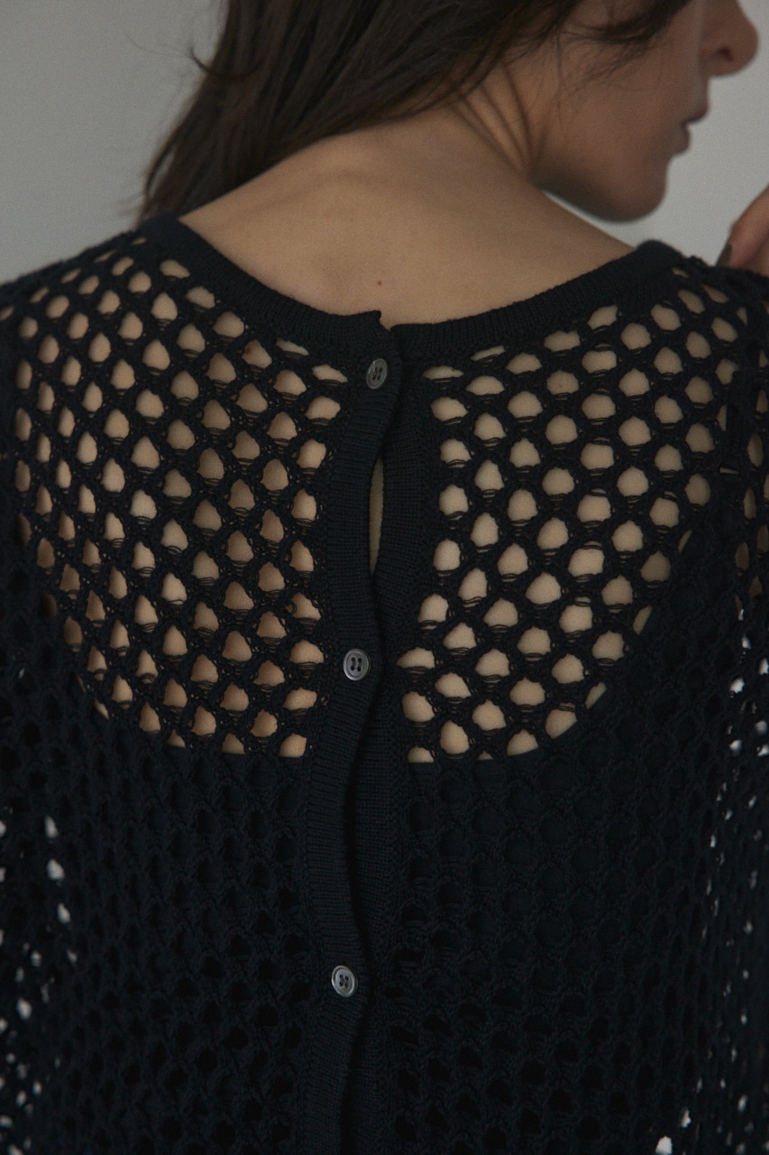 2way mesh knit cardigan BLK FREE