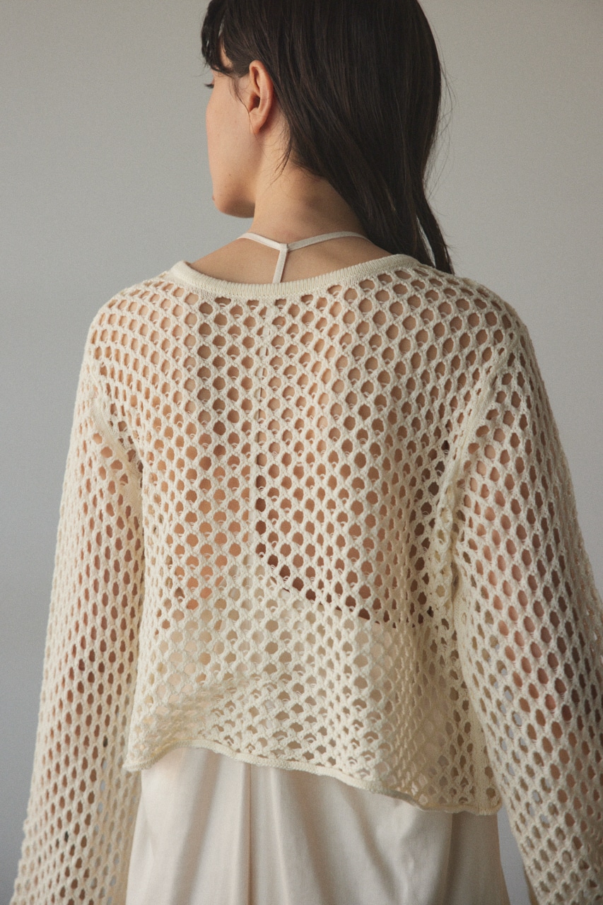 2way mesh knit cardigan WHT FREE