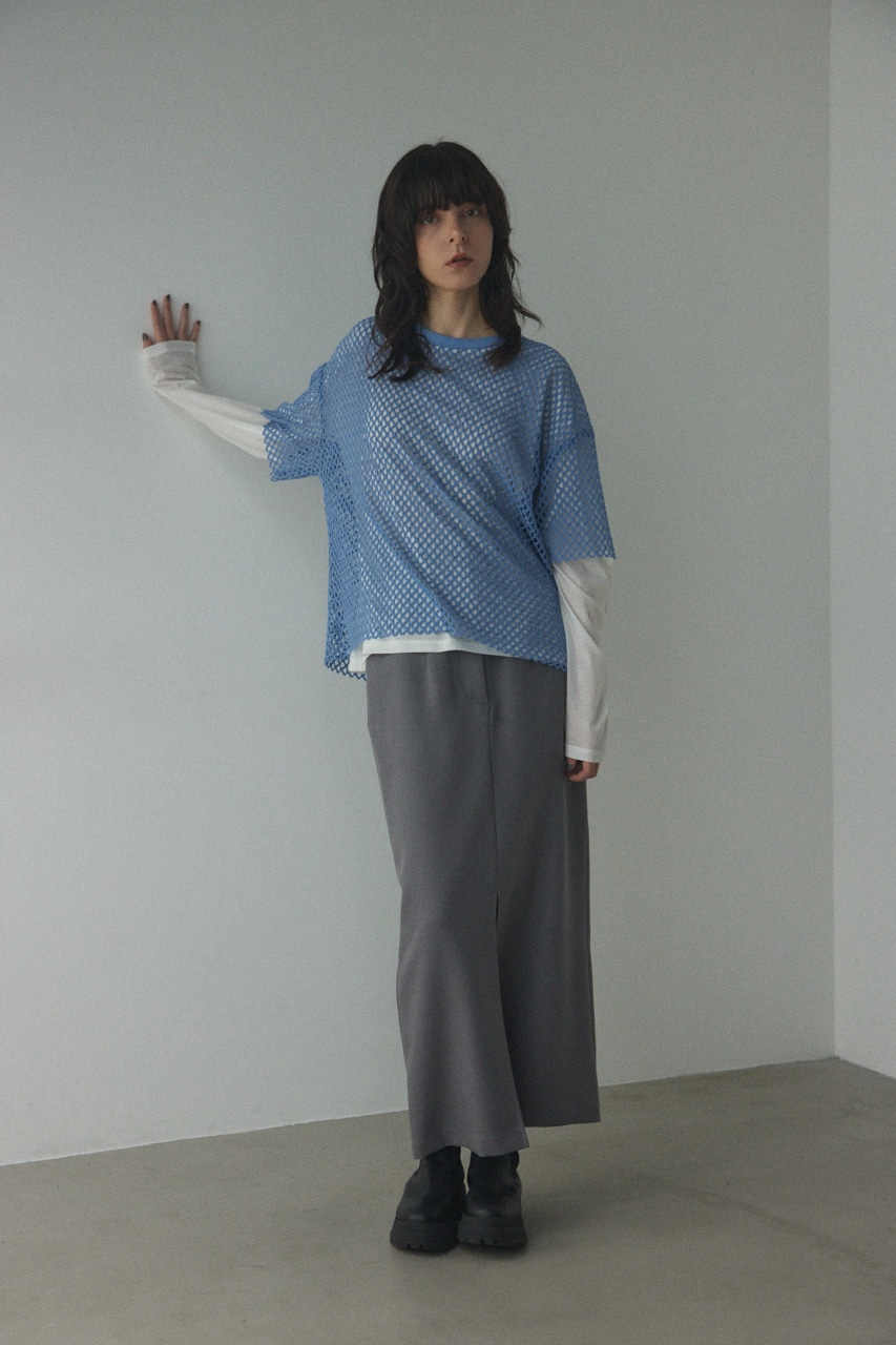 basic tight slit skirt GRY 2