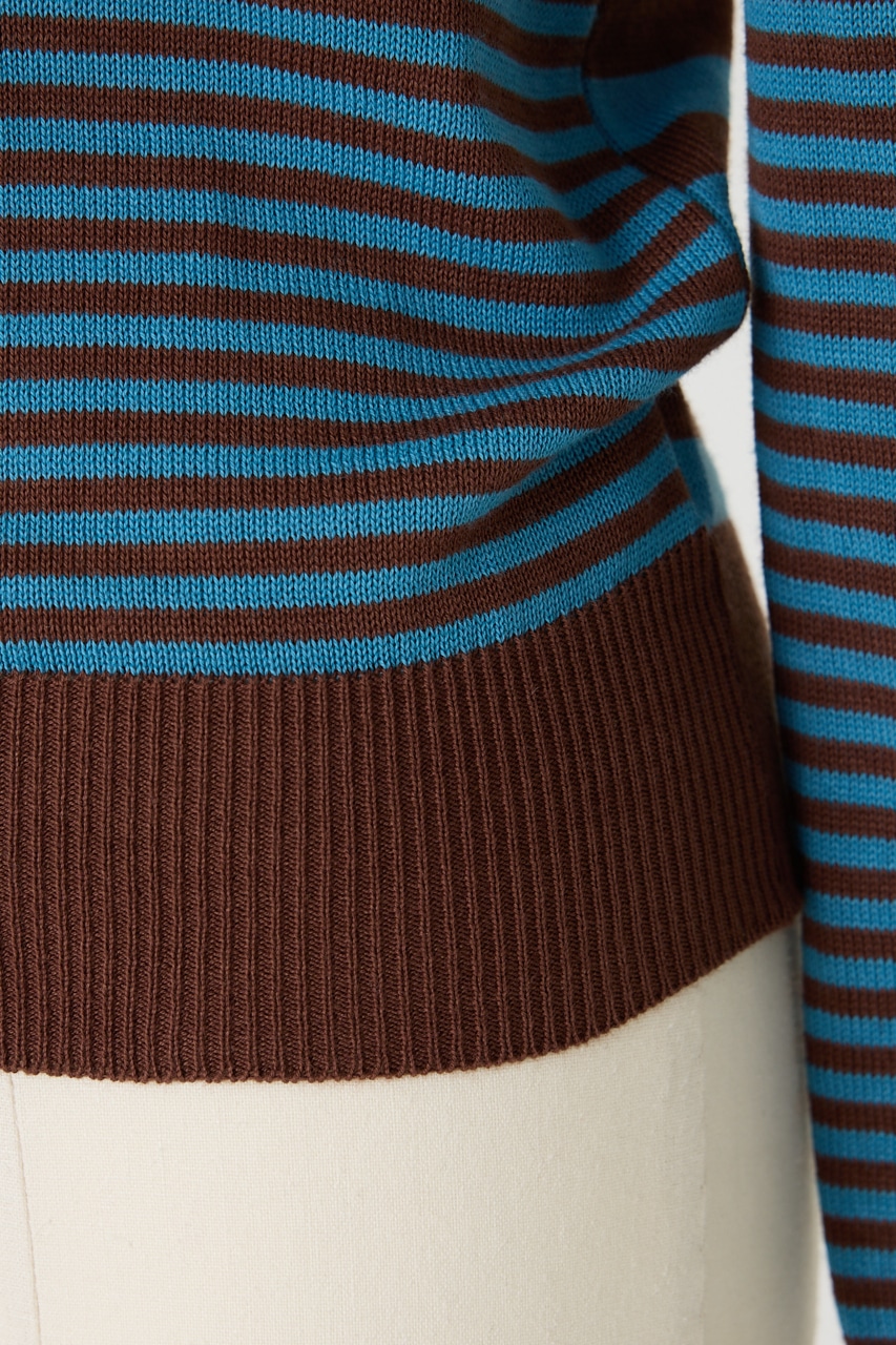 【GREEN BUTTER】Washable Stripe Cotton カーディガン BRN FREE