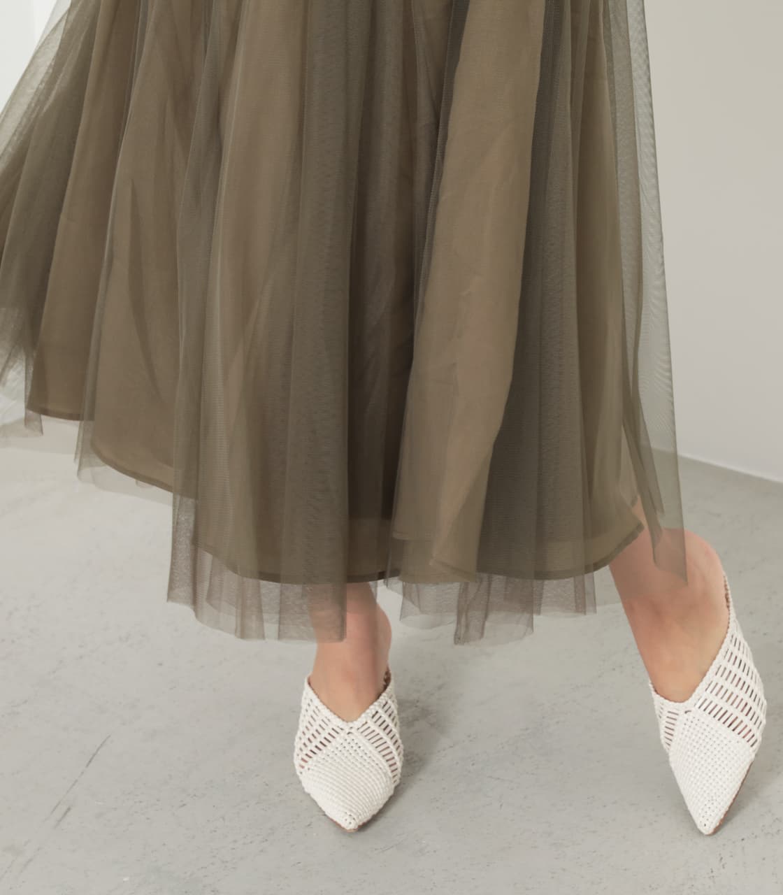 rienda | Denim Mix Tulle J／W SK (スカート(ミディアム) ) |SHEL  