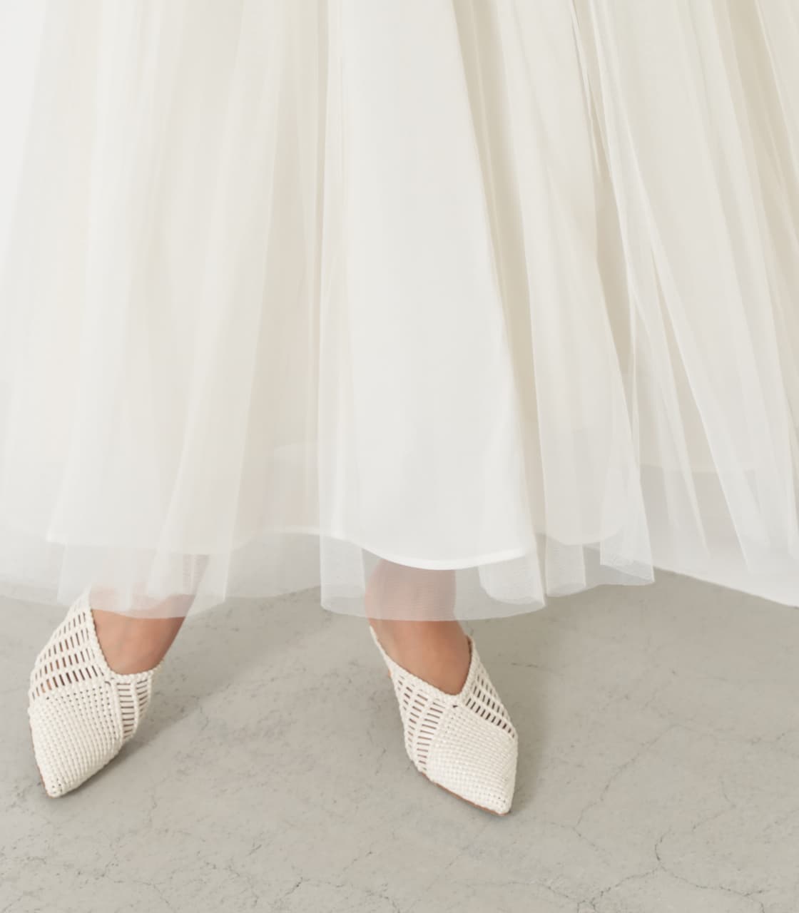 rienda | Denim Mix Tulle J／W SK (スカート(ミディアム) ) |SHEL  