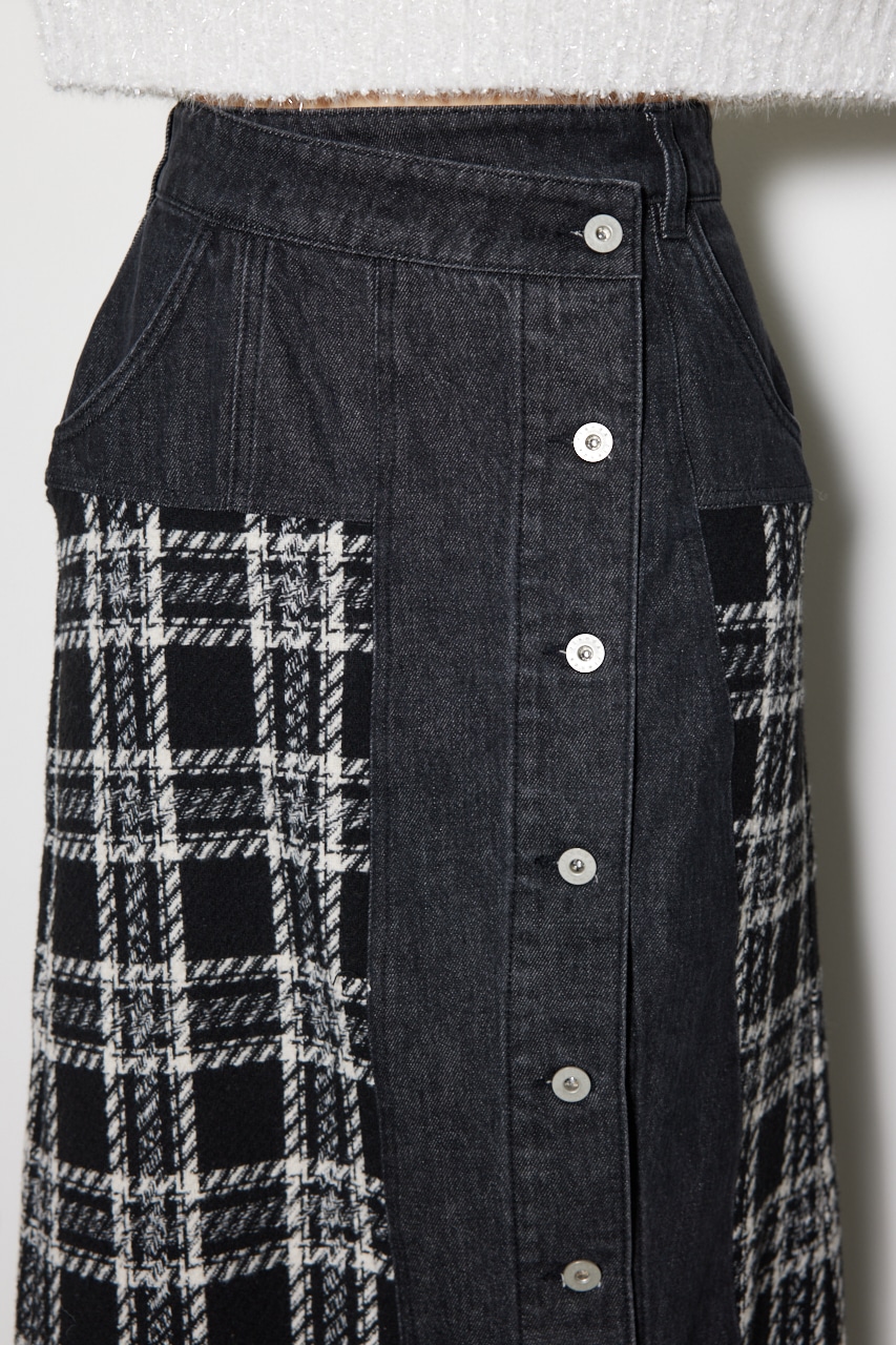 マルチパターンジャストウエストAラインスカート BLK S