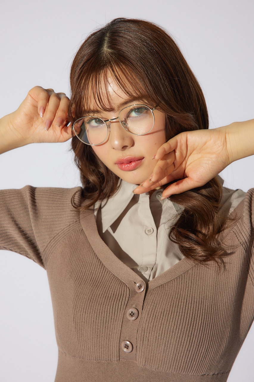 シルバーフレームラウンドアイウェア CLR FREE