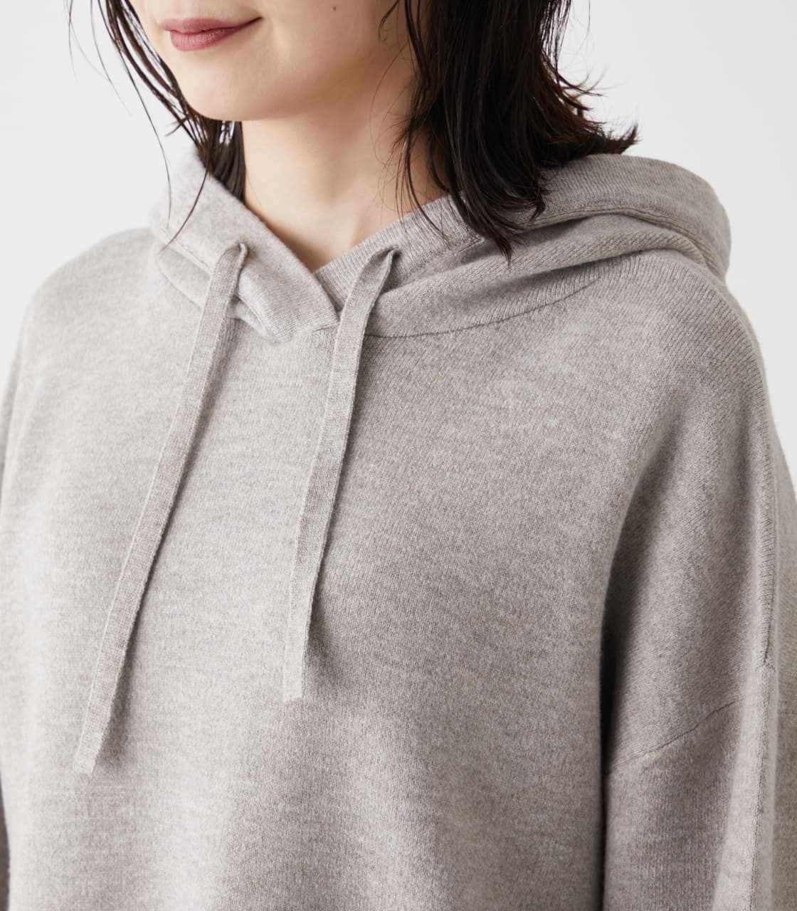 SIDE SLIT KNIT HOODIE｜S｜BLK｜スウェット 