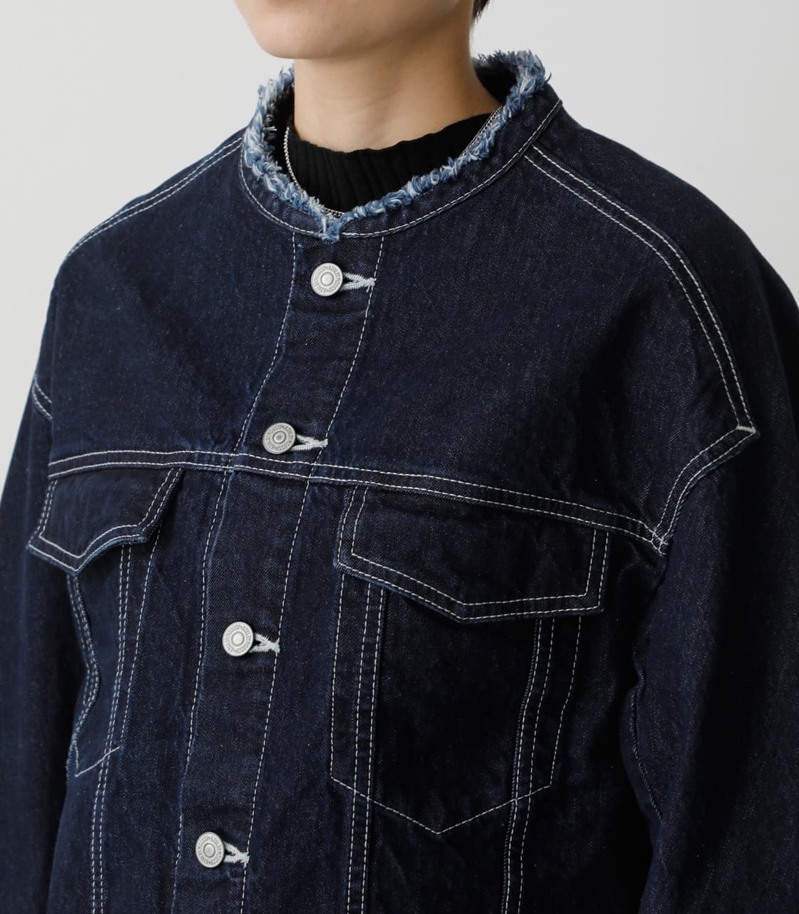 【foufou】no collar denim jacket デニムジャケット