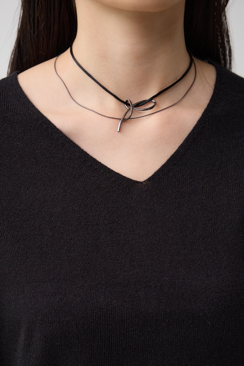 ヌーディー2WAYVネックニットトップス BLK S