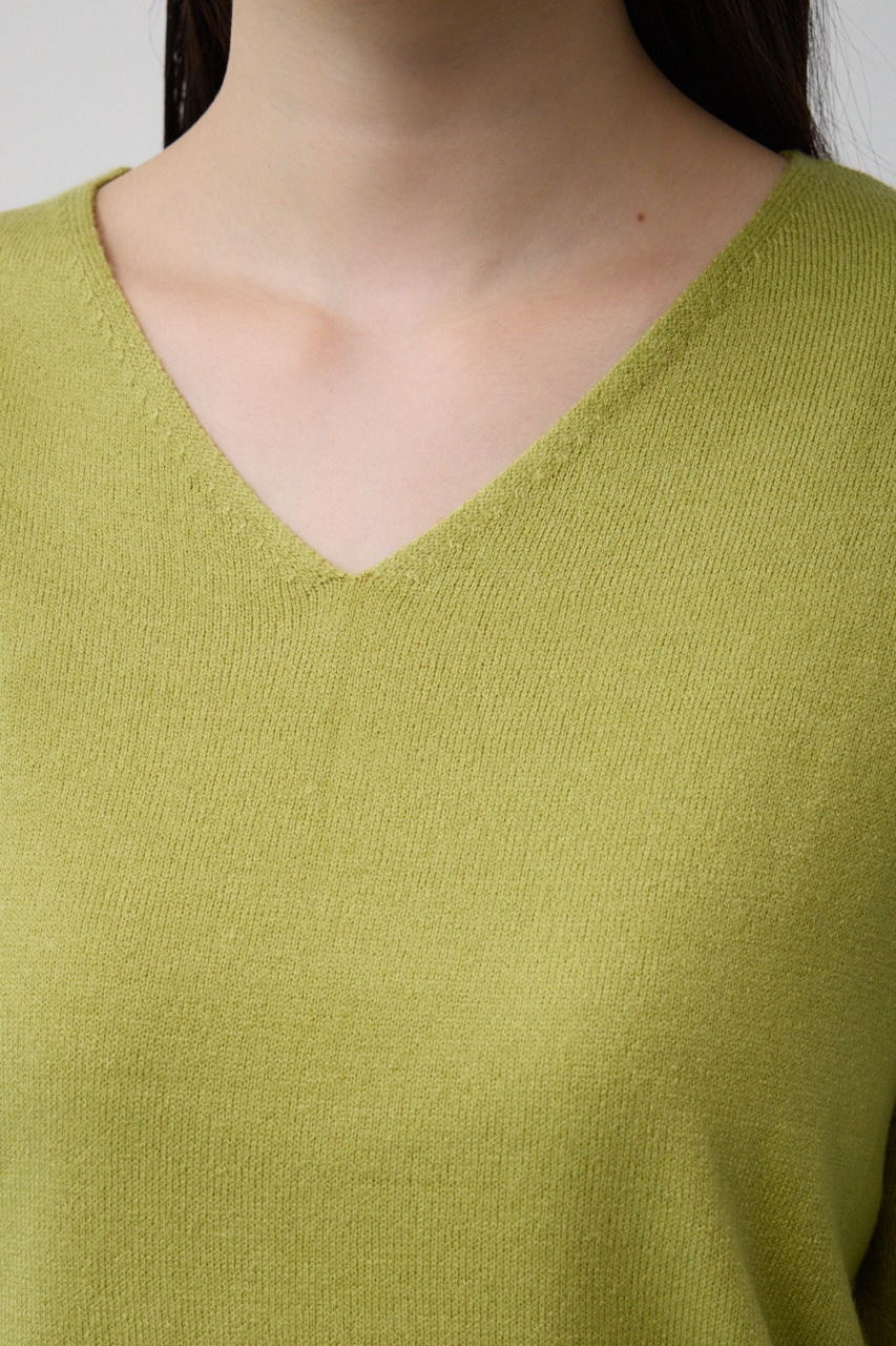 ヌーディー2WAYVネックニットトップス LIME S