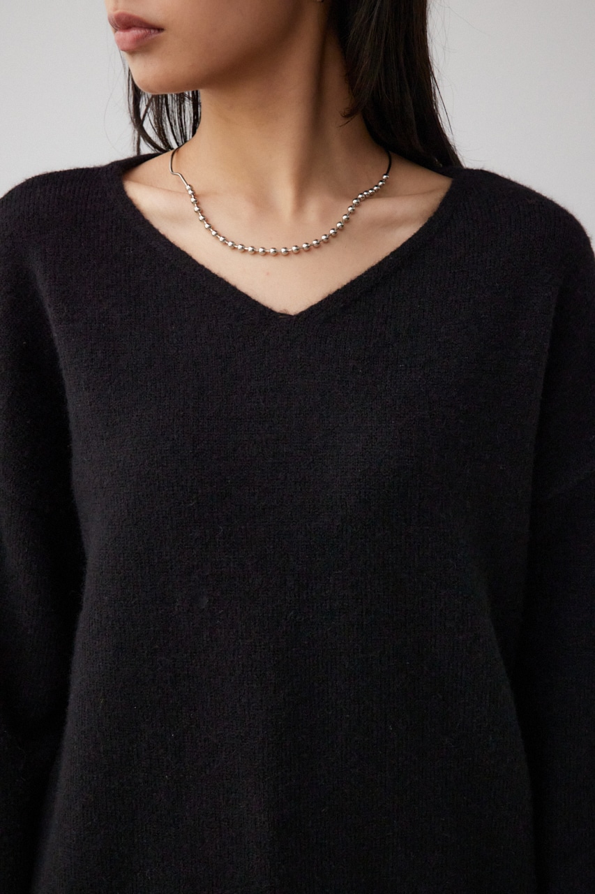 Vネックアソートカラーニットプルオーバー BLK FREE