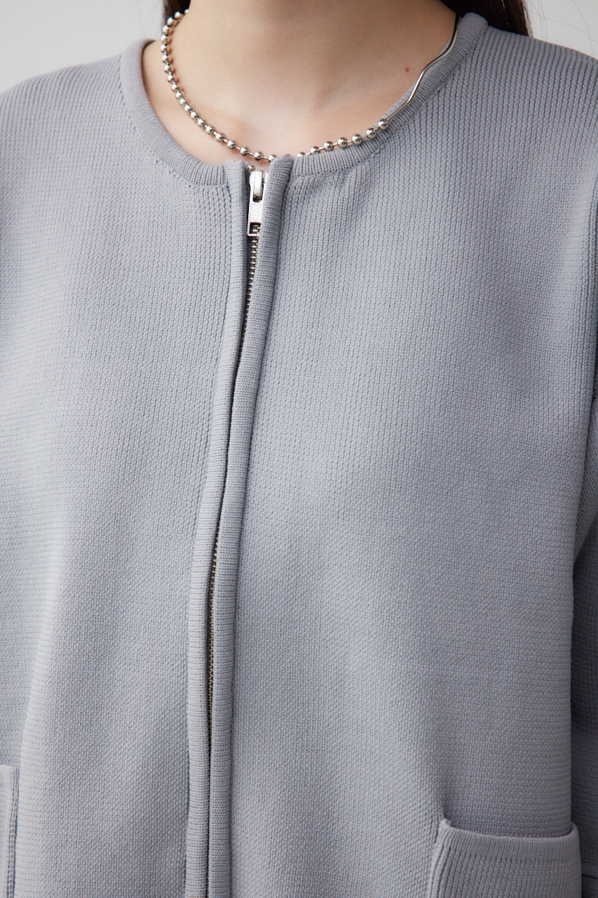 フォルムジップアップニットカーディガン GRY FREE
