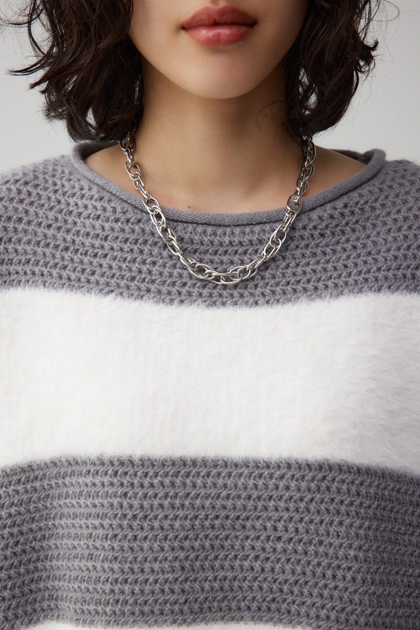 シャギーボーダープルオーバー L/GRY FREE