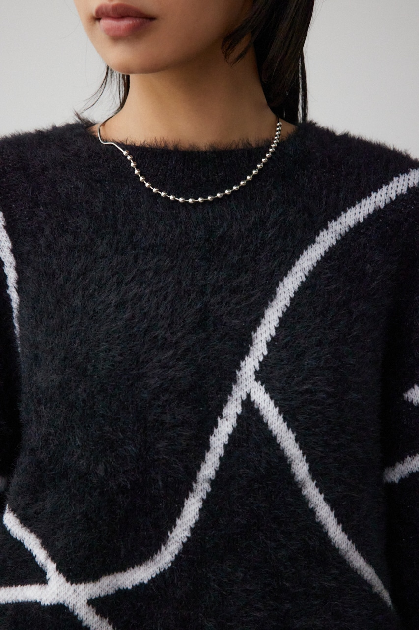 ニュアンスライン柄ニット BLK FREE