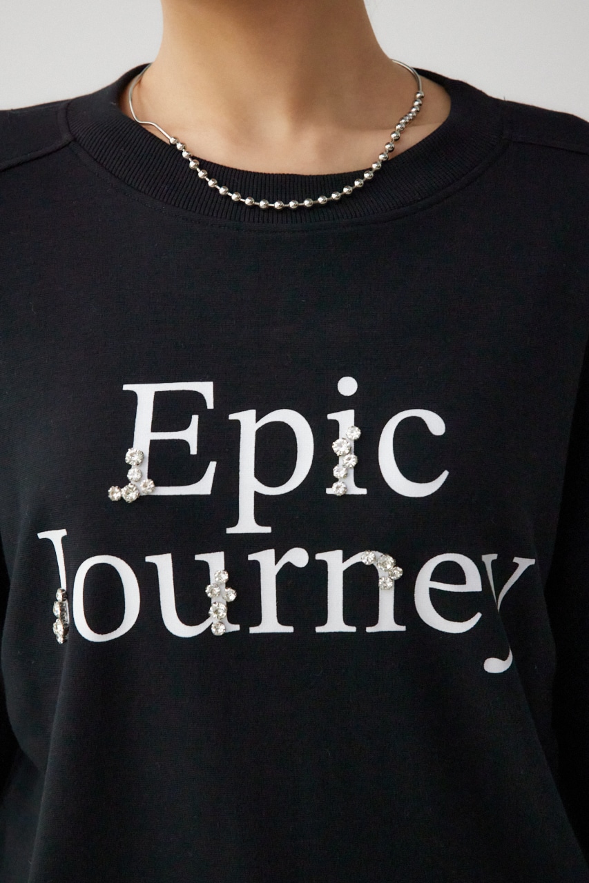 ランダムビジューロゴトップス BLK FREE