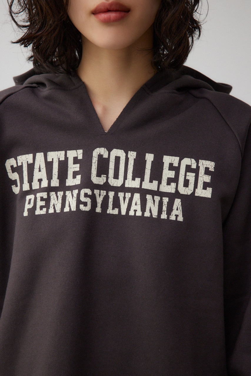 カレッジプリントスウェットパーカー C.GRY FREE