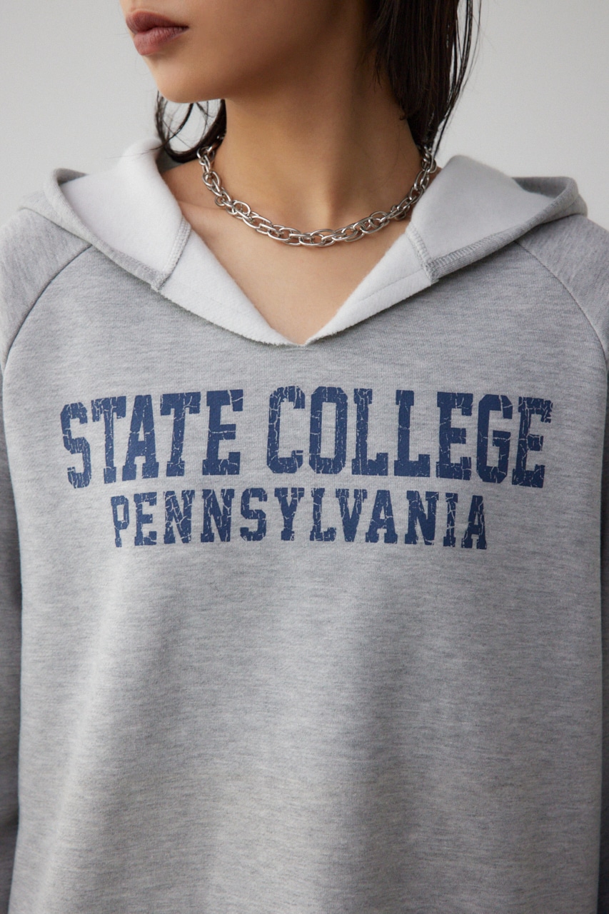 カレッジプリントスウェットパーカー T.GRY FREE