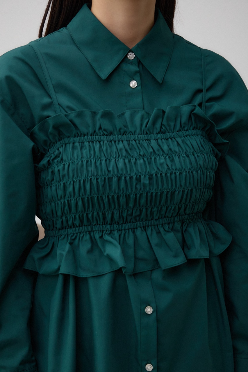 ビスチェ付きオーバーシャツ D/GRN FREE