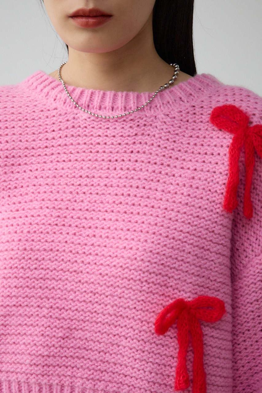 リボンモチーフニット PNK FREE