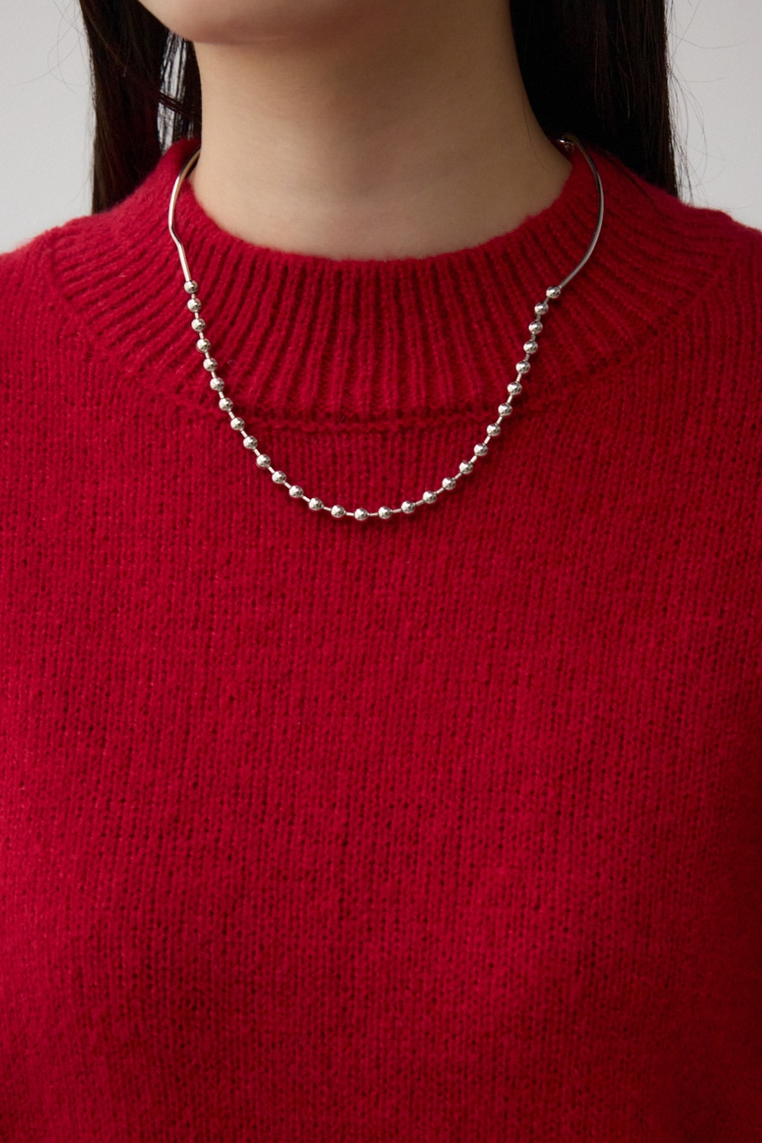 袖リボンデザインニット RED FREE