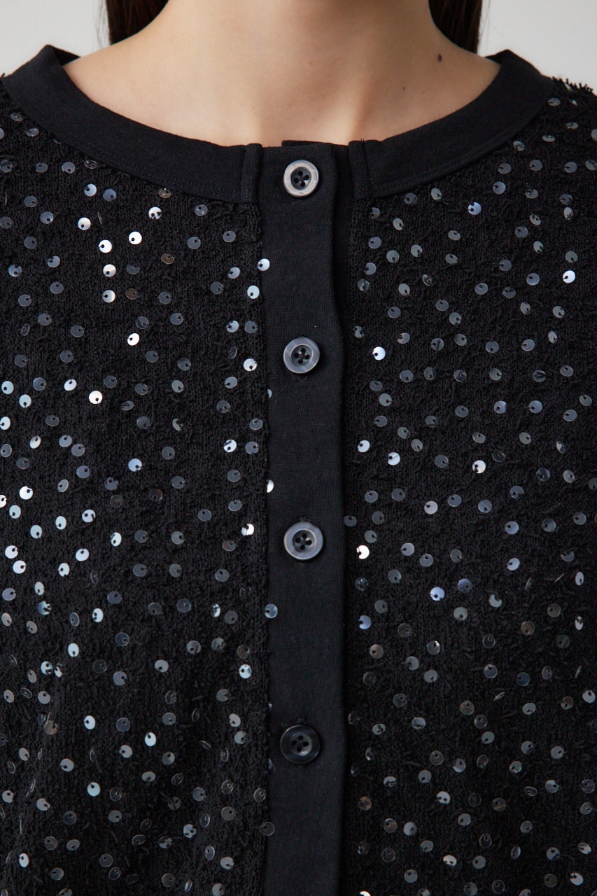 2WAYスパンコールカーディガン BLK FREE