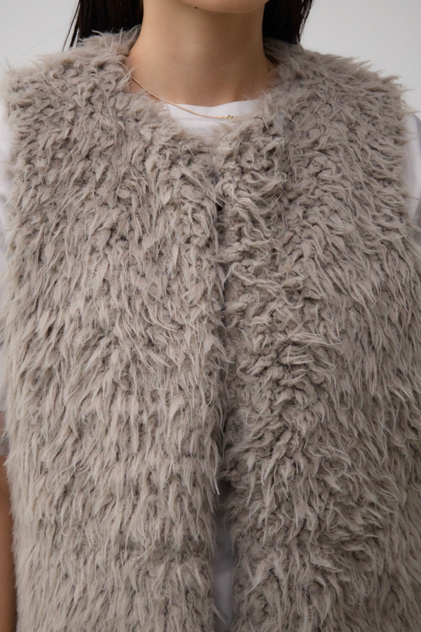 プードルフェイクファーベスト GRY FREE