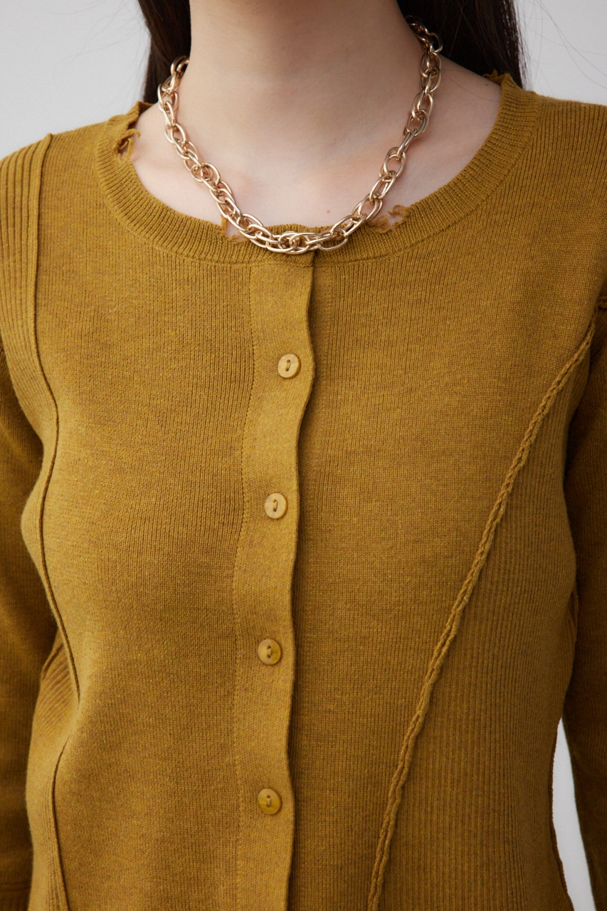 ダメージスイッチングカーディガン D/YEL FREE