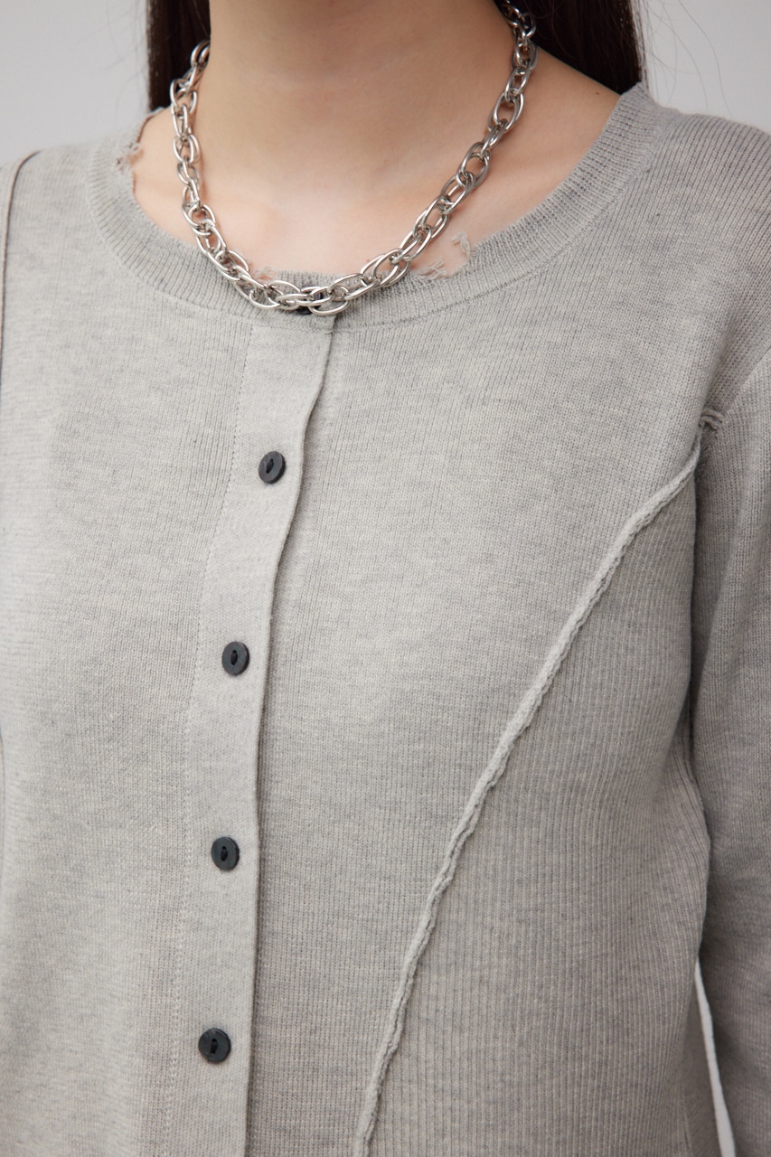 ダメージスイッチングカーディガン T.GRY FREE