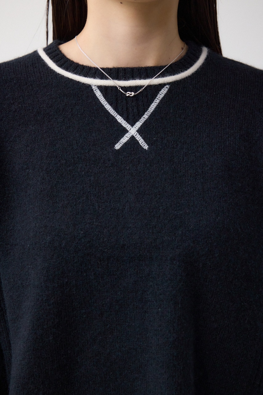 スウェットライクニットプルオーバー BLK FREE