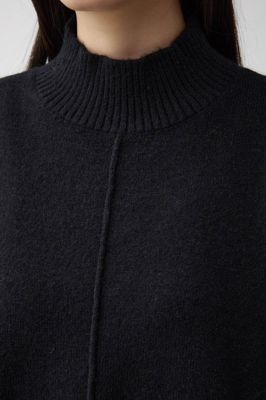 ハイネック配色ニットプルオーバー BLK FREE