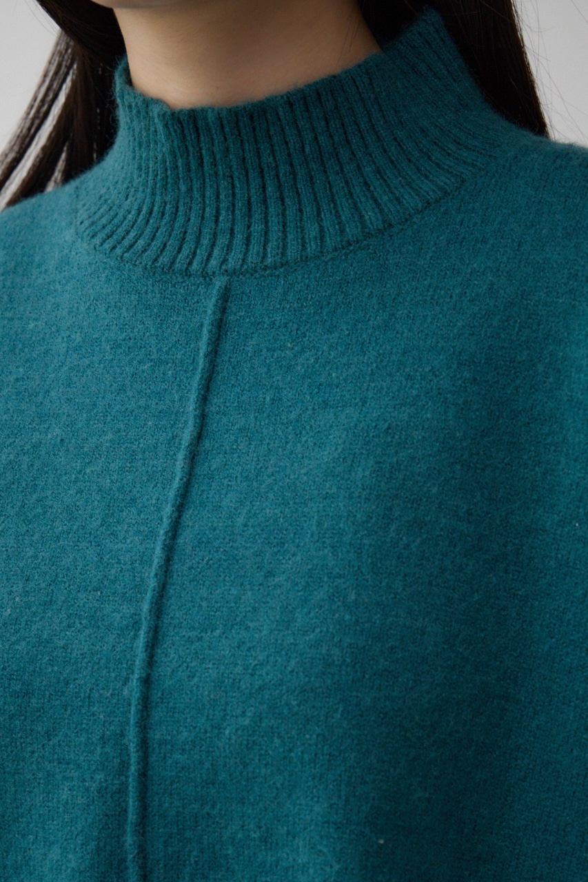 ハイネック配色ニットプルオーバー D/BLU FREE