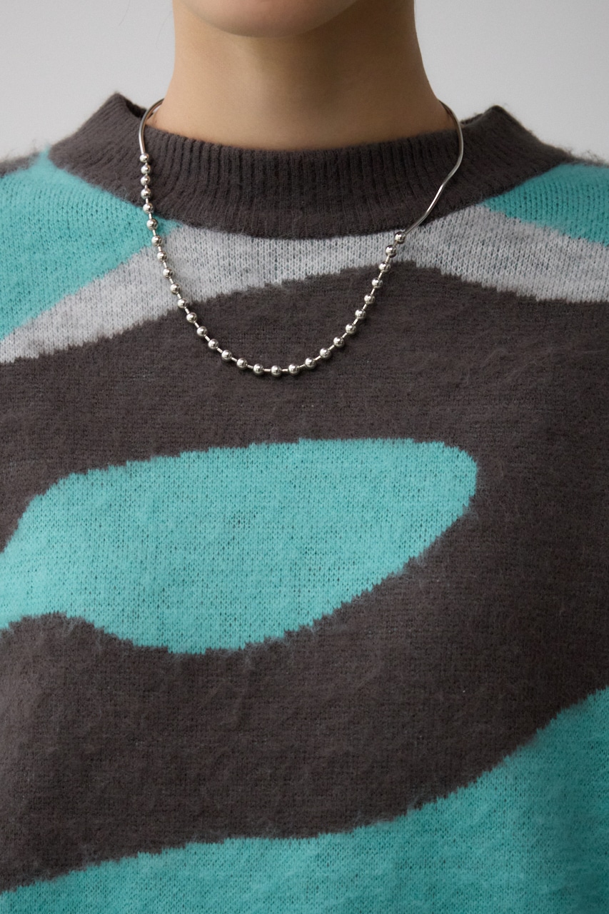 マーブルジャガードニットトップス 柄MINT FREE