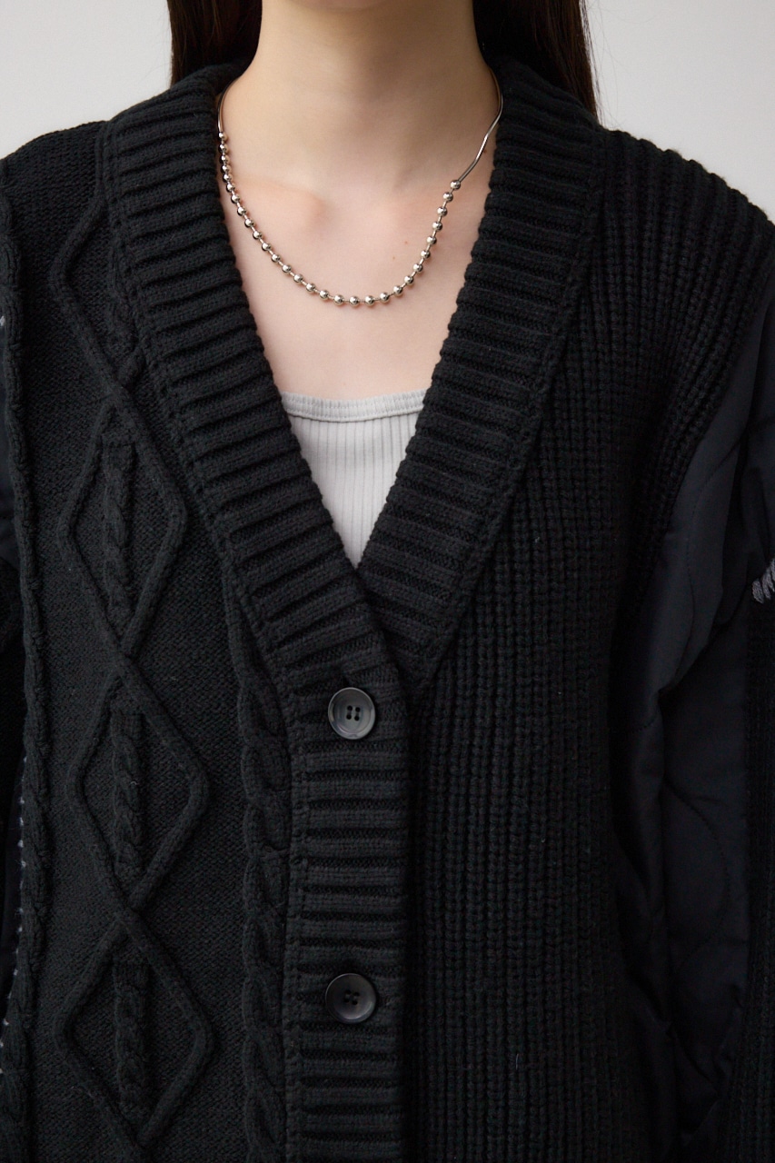 コンビネーションカーディガン BLK FREE