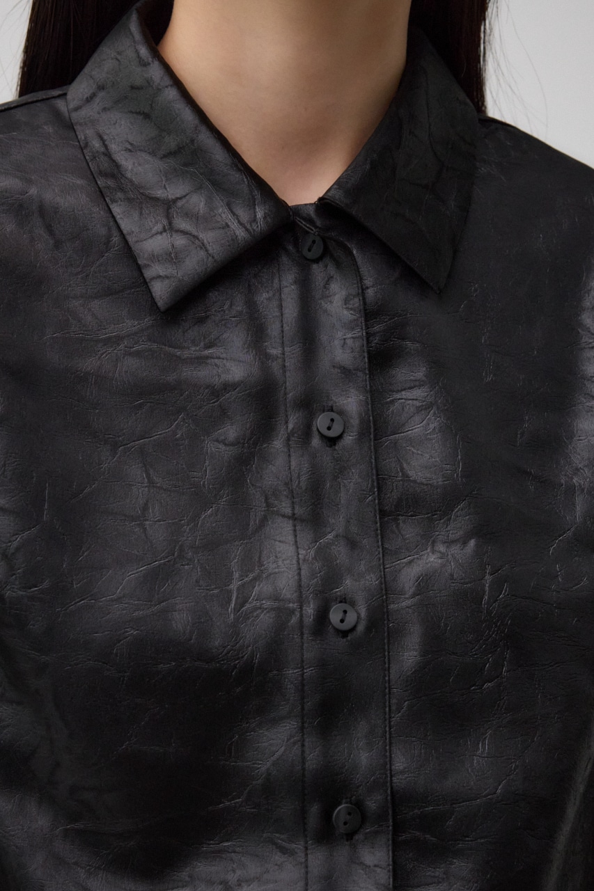フェイクレザーシャツ BLK FREE