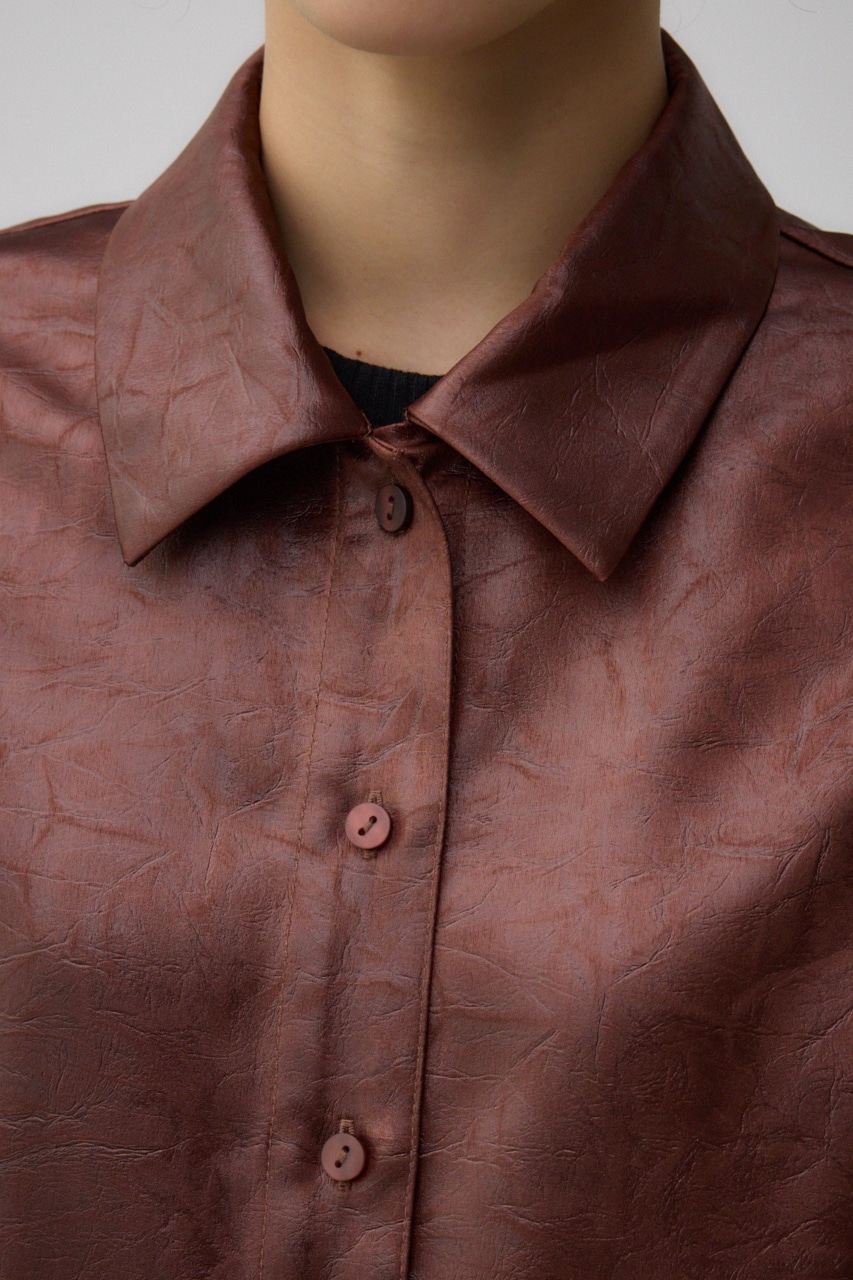 フェイクレザーシャツ D/BRN FREE