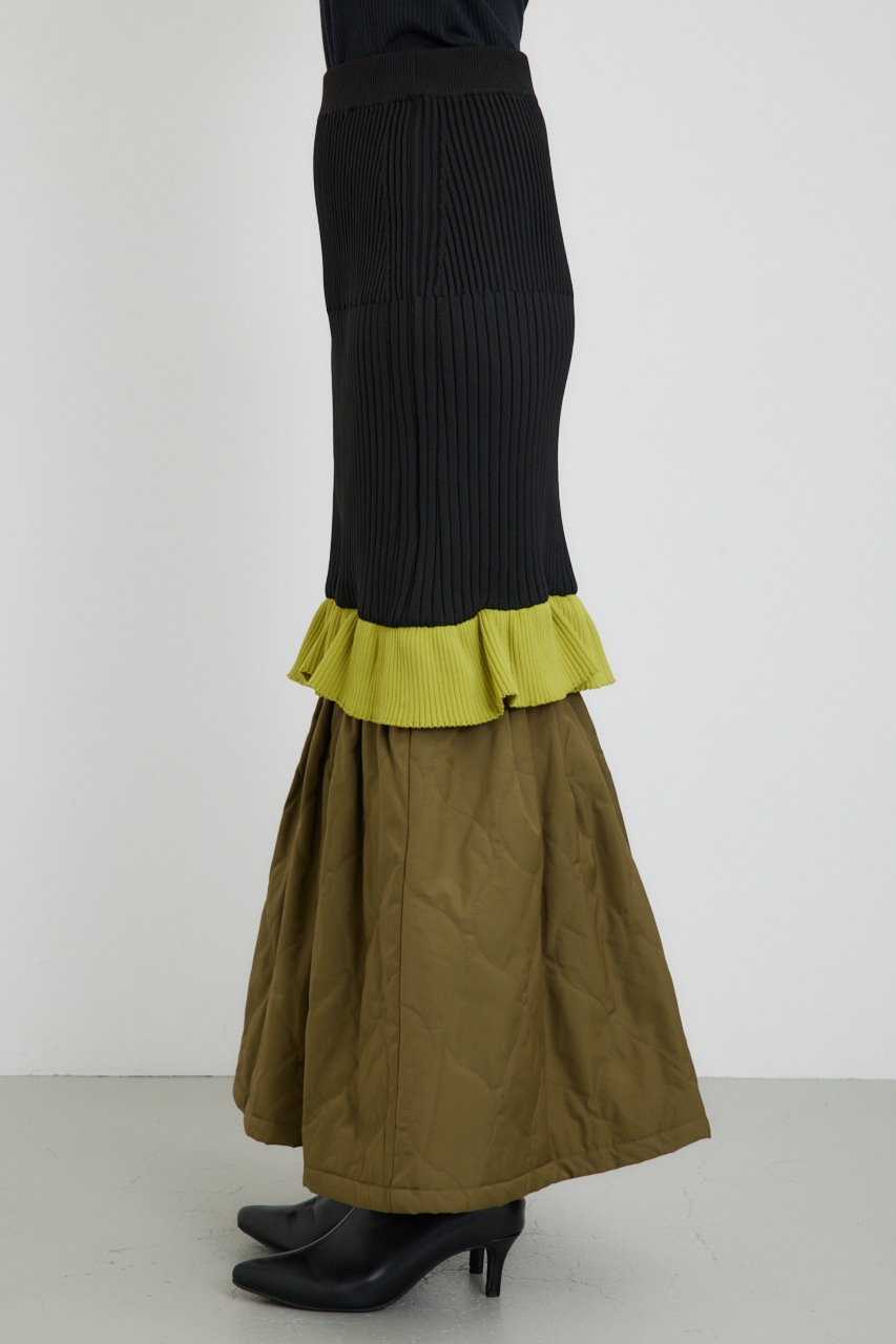 【PLUS】ドッキングキルティングマーメイドスカート BLK M