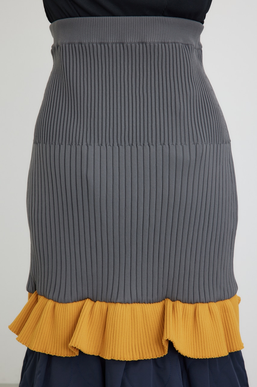 【PLUS】ドッキングキルティングマーメイドスカート GRY M