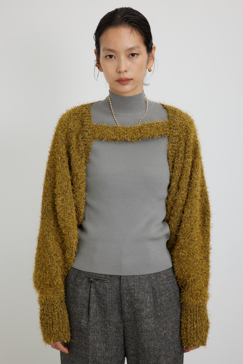 【PLUS】ショートボレロレイヤードセットニット D/YEL FREE