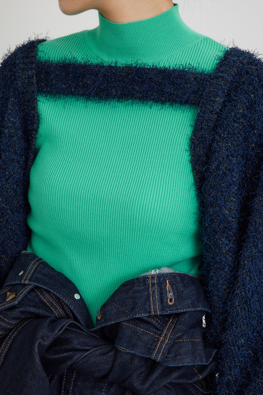 【PLUS】ショートボレロレイヤードセットニット NVY FREE