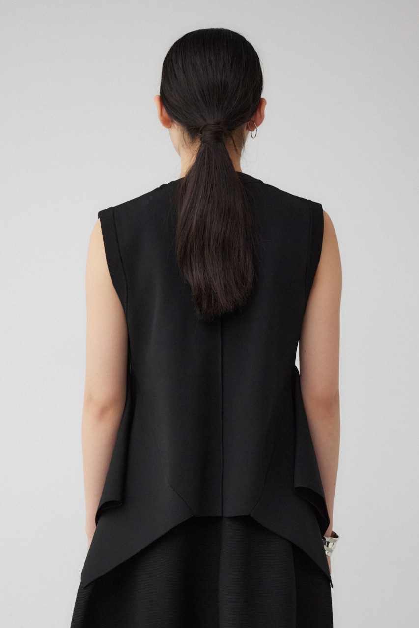 【PLUS】アシンメトリーヘムニットベスト BLK FREE
