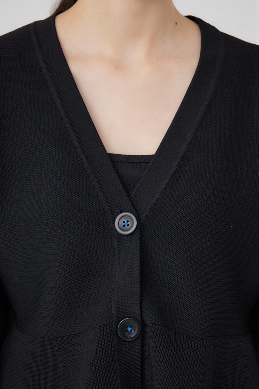 【PLUS】コクーンスリーブペプラムカーディガン BLK FREE