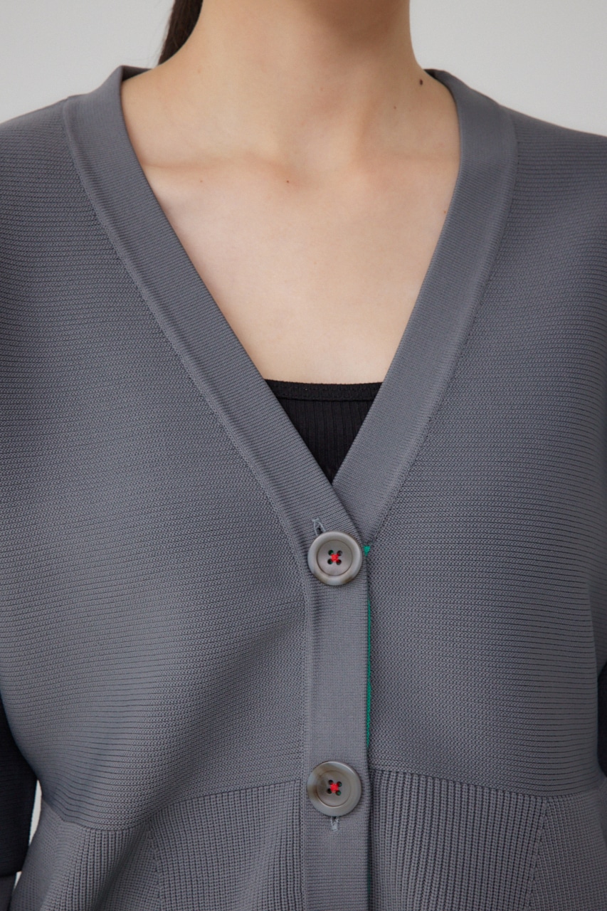 【PLUS】コクーンスリーブペプラムカーディガン GRY FREE